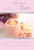 Sister 50th Birthday Card To A Special Candle Design Happy Birthday