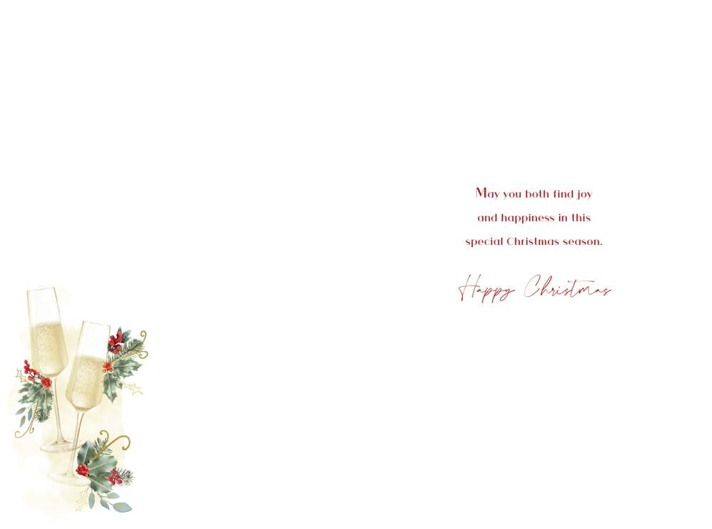 Christmas Card Special Sister & Fiance Large Glasses Hearts 15x23cm