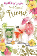 Birthday Card for Friend  Tropical Cocktails & Verse  15x23cm  Colour Insert