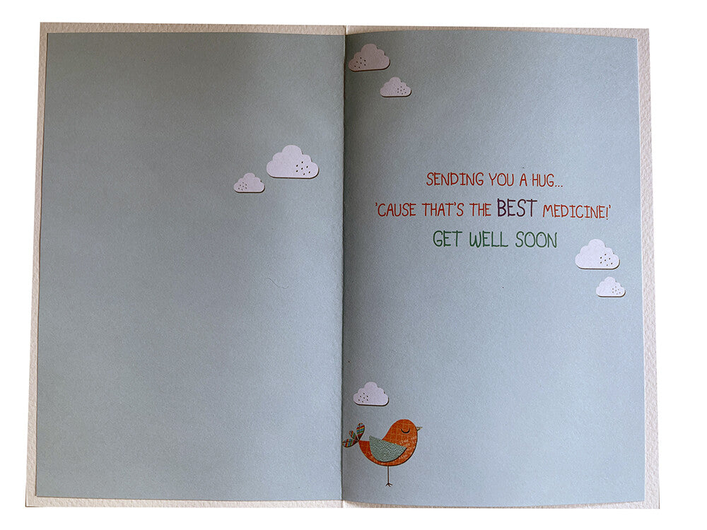 Get Well Card Sorry Your Not Well Bright Modern Flower & Bird Design Greeting