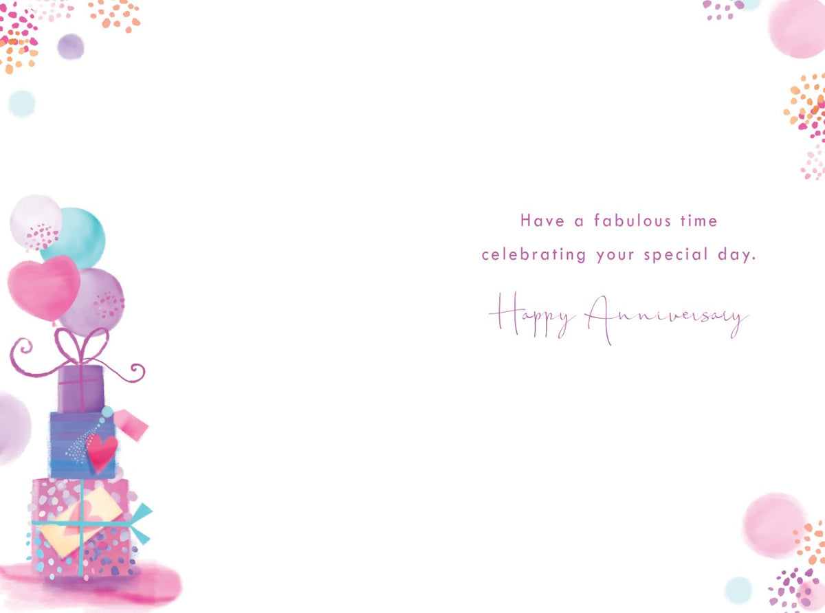 Nan & Grandad Anniversary Card  Gift Boxes & Balloons  15x23cm