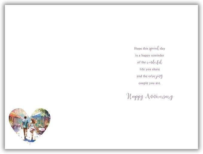 Granddaughter & Husband Anniversary Card  Romantic Street Scene  Quality Finis
