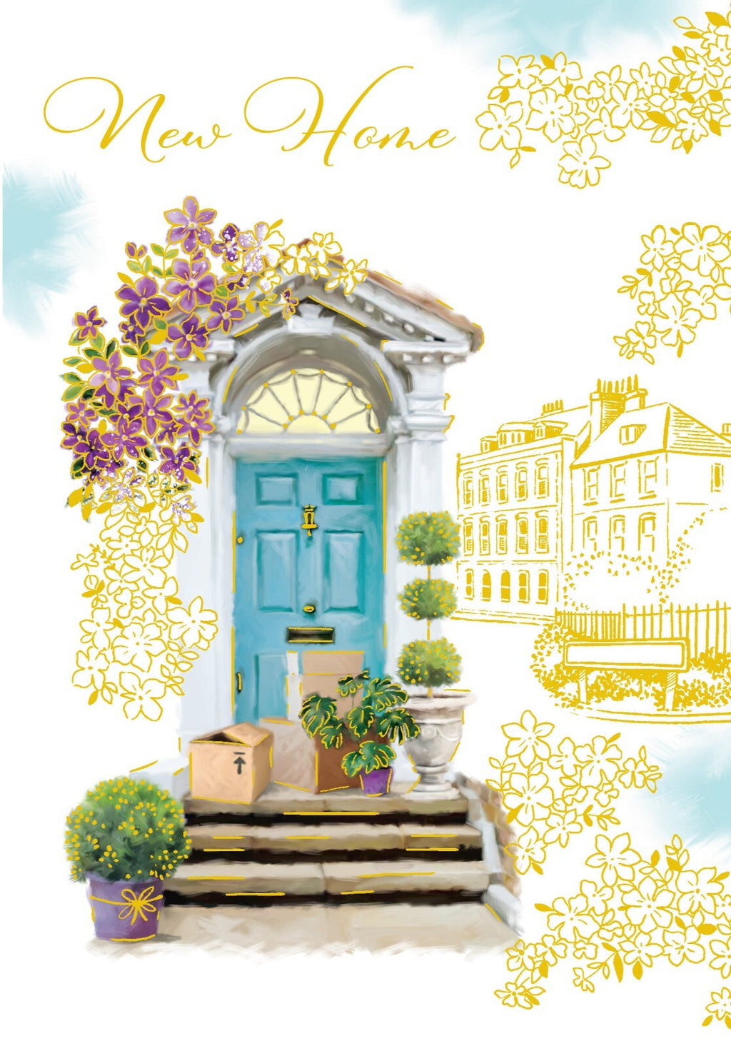 New Home Card Gifts Flowers House Foil Finish Lovely Verse