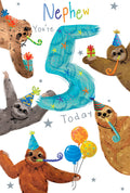 Nephew 5th Birthday Card Age 5 Sloths 9" x 6" Lovely Verse