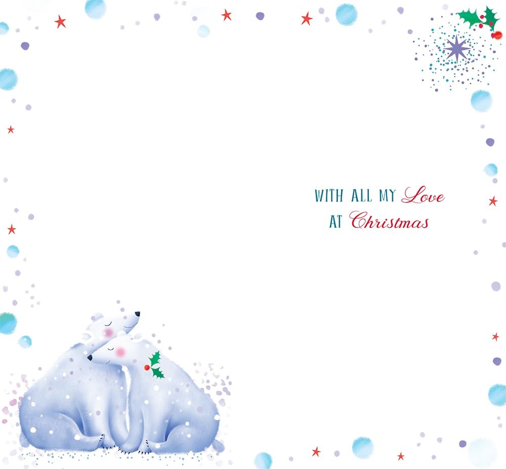 Amazing Partner Christmas Card Meet Me Under The Mistletoe Cute Bears 9" x 5"