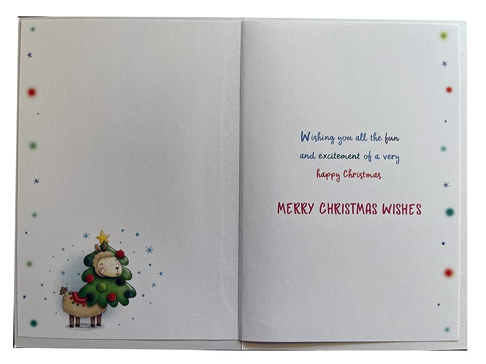 Special Cousin Christmas Card Lamb Dressed As A Tree Design Lovely Verse