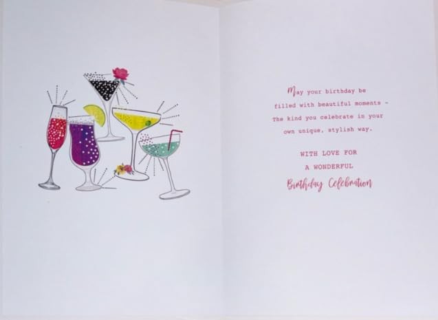 Granddaughter Birthday Card  Cocktail Design & Verse  Modern Finish  15x23cm
