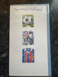 Football Birthday Card To My Friend Male Sports Boots Shirt Textured 13x23cm