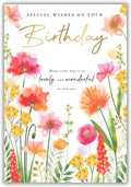 Floral Birthday Card for Her Mum Friend Wife Beautiful Garden Poppies Gold Foil
