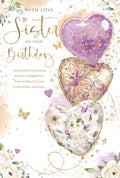 Birthday Card for Sister  Heart Balloons & Verse  15x23cm  Colour Insert