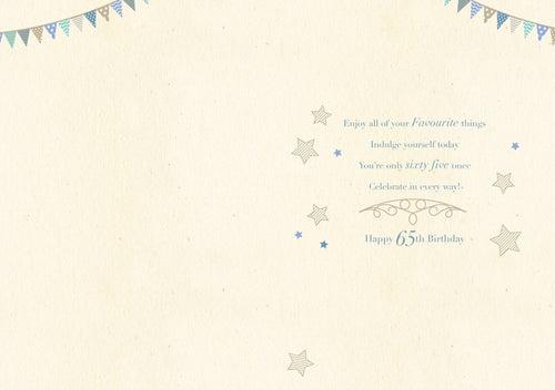 65th Happy Birthday Card Birthday Bunting & Word Design