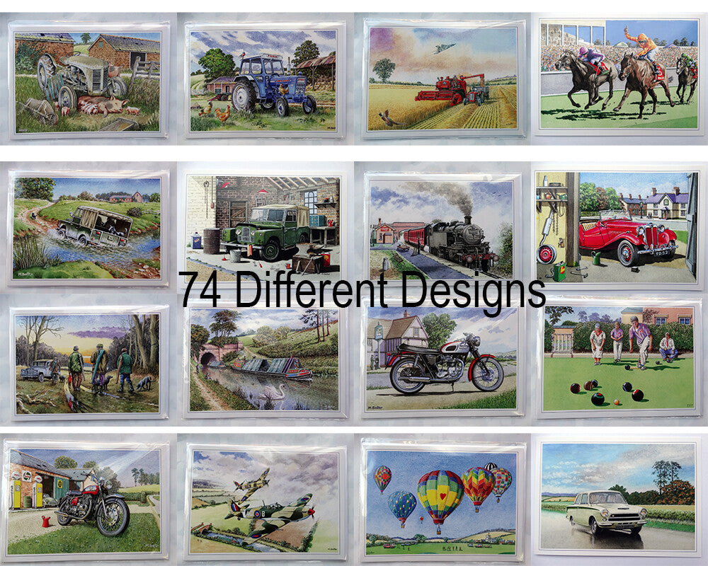Nostalgic Tractors Planes Land Rover Canal Open Blank Birthday  Card 75 Designs