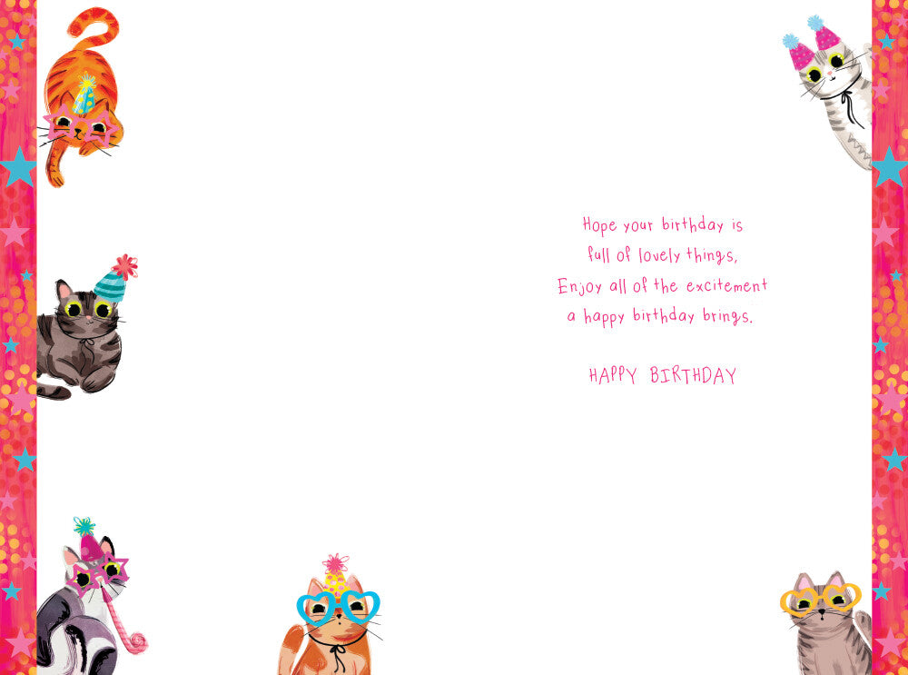 Niece 6th Birthday Card Age 6 Cats 9" x 6" Lovely Verse