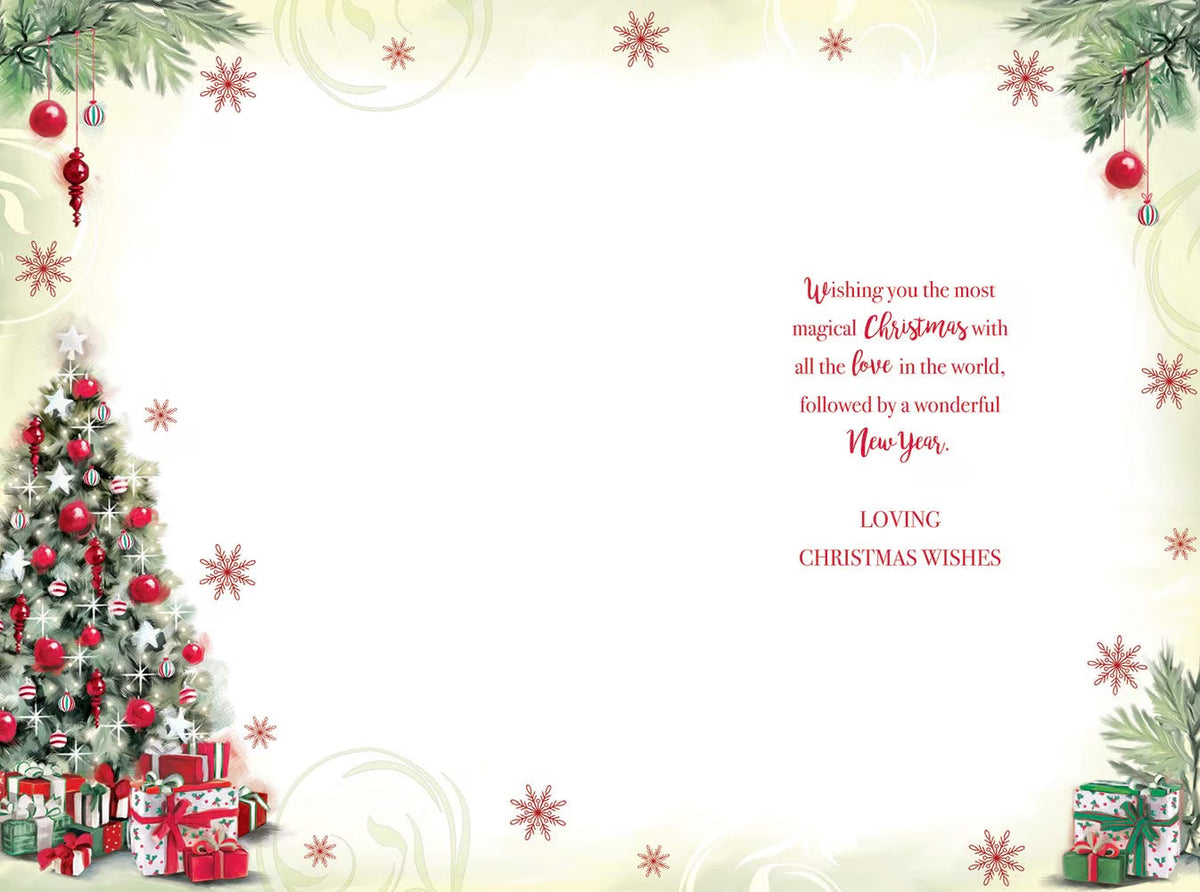 Daughter & Your Family Christmas Card Tree Presents Design Lovely Verse