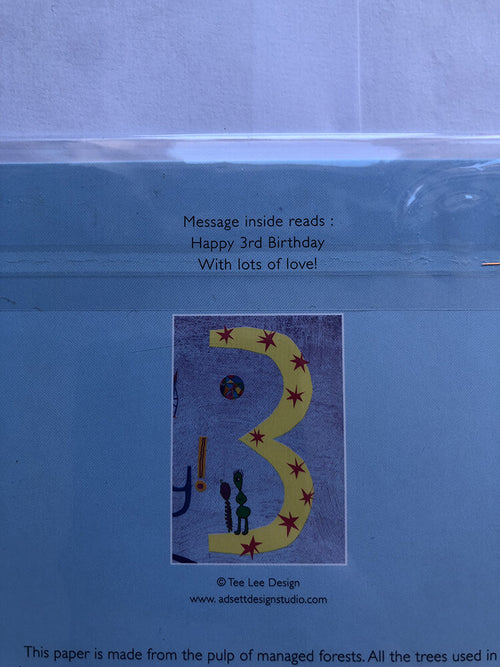 Age 3 Male Birthday Card 3rd Cute Alien UFO Rockets