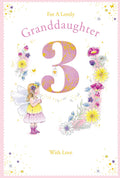 Granddaughter 3rd Birthday Card Age 3 Dandelion Fairy 9" x 6" Lovely Verse