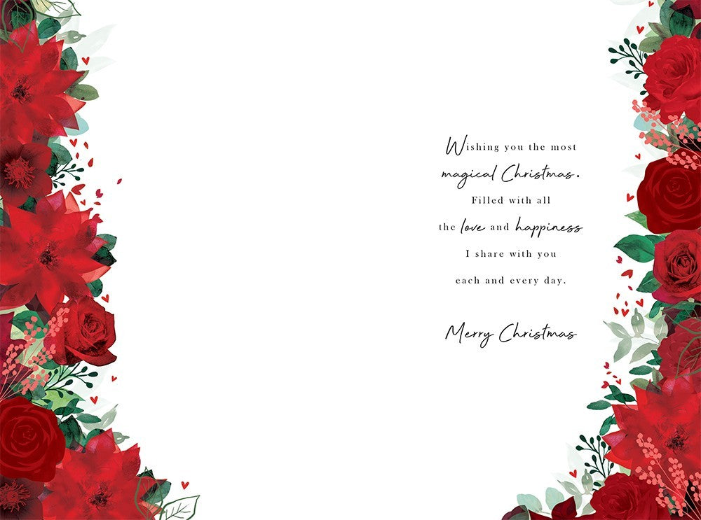 Christmas Card For Wife 15x23cm Red Roses & Verse Inside Large Quality Board