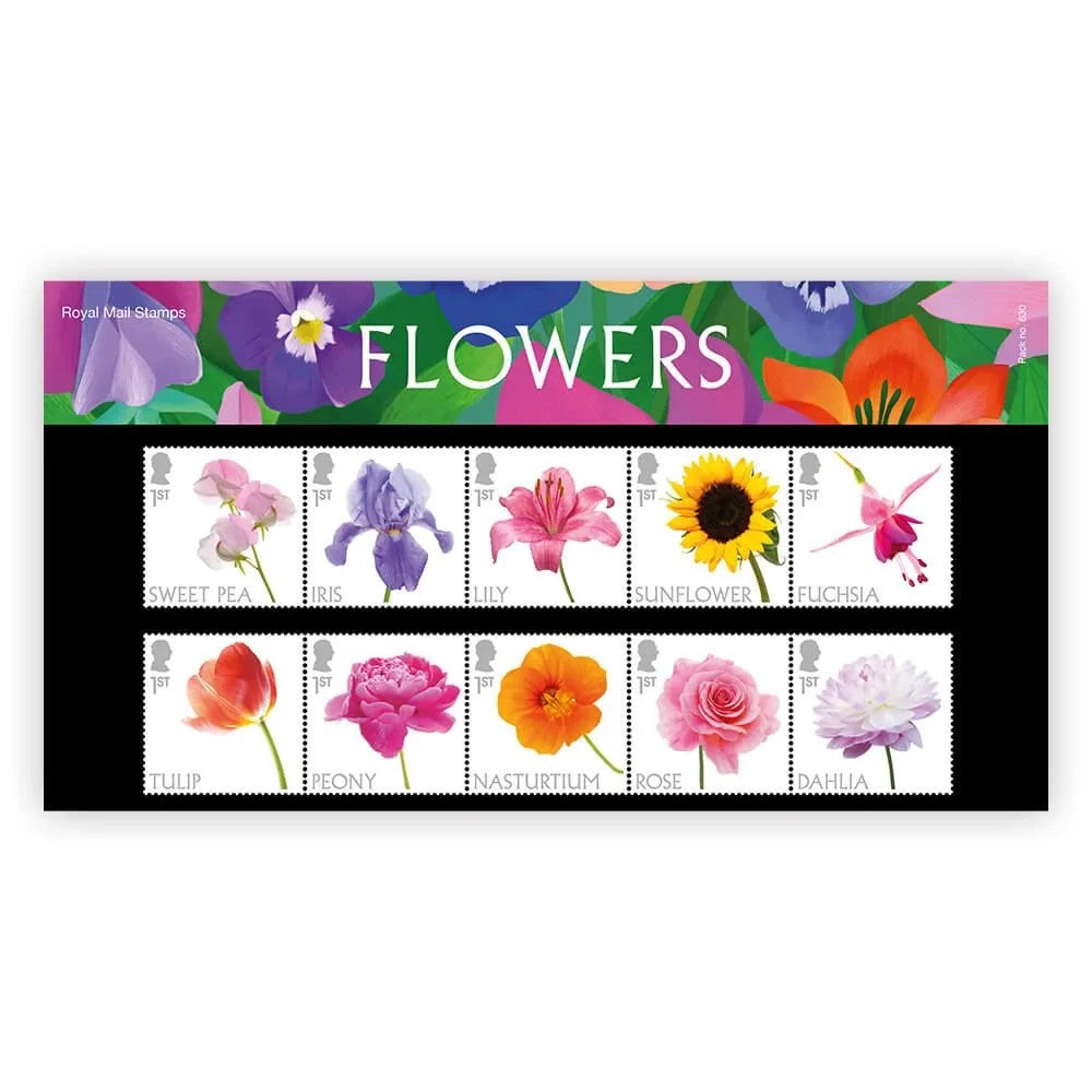 Flowers Stamps Presentation Pack (first King Charles III Stamps) from Royal Mail
