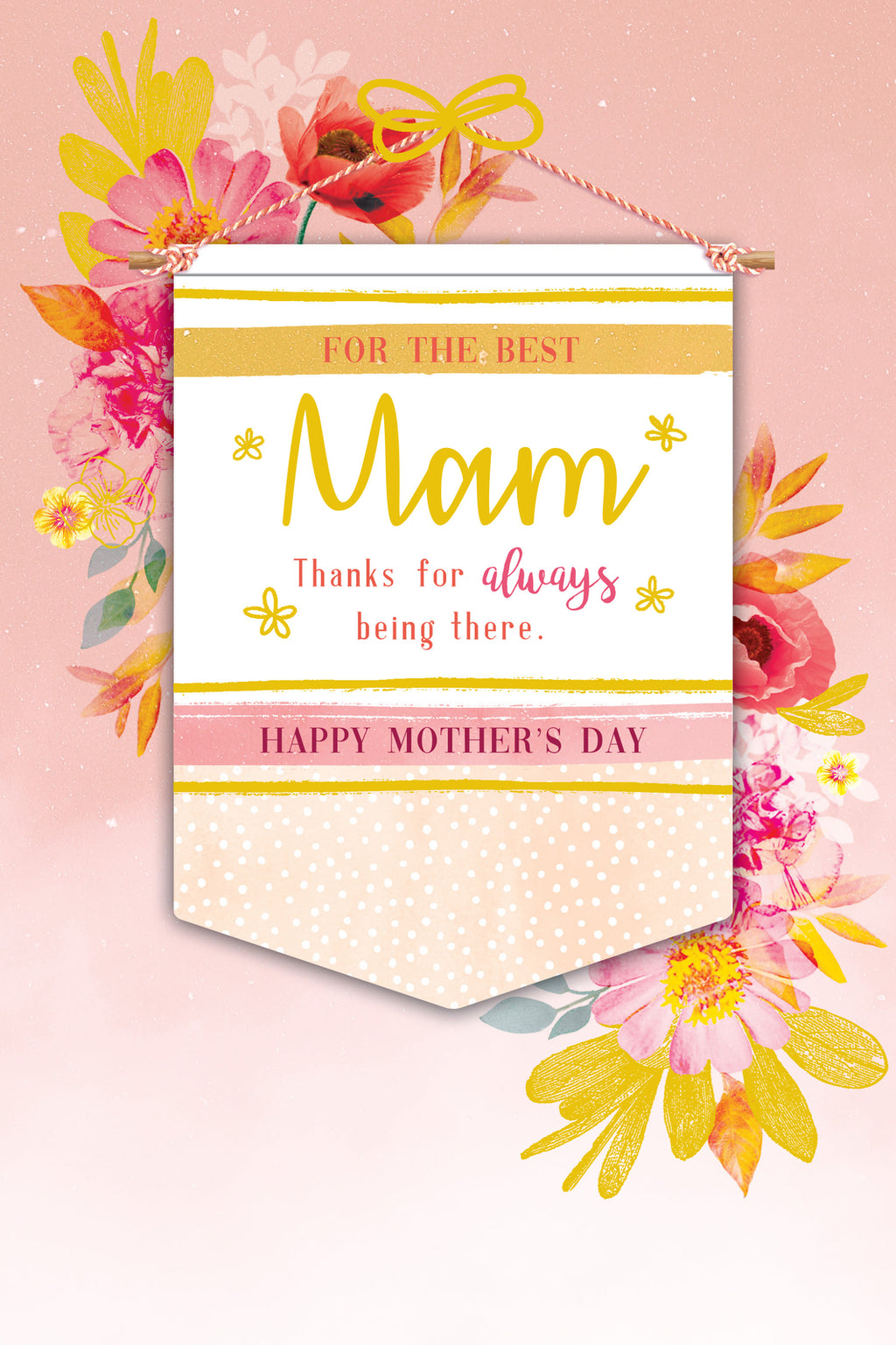 For The Best Mam Thanks For Always Being There Happy Mother's Day Card