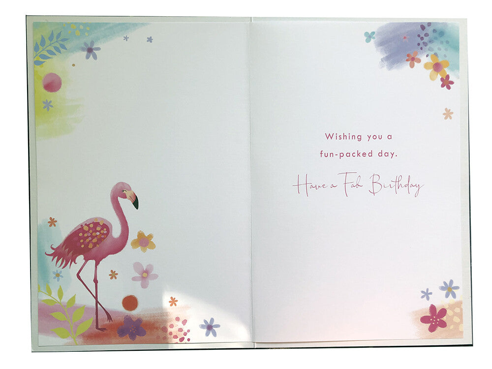 Niece Happy Birthday Card Wonderful Bright Flamingo Flowers Design Lovely Verse