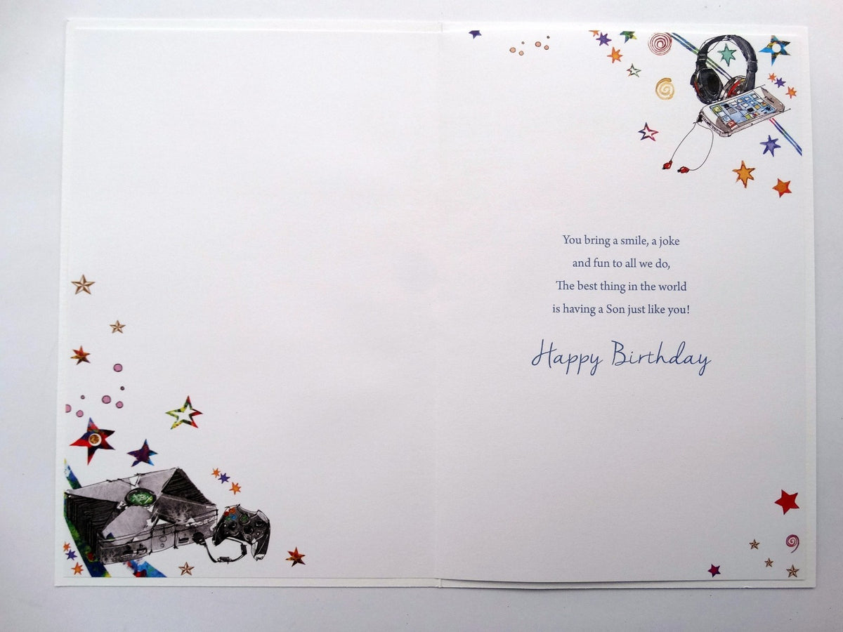 Son  Happy Birthday Card A Much Loved Gaming Mobile Phone Music Design Modern