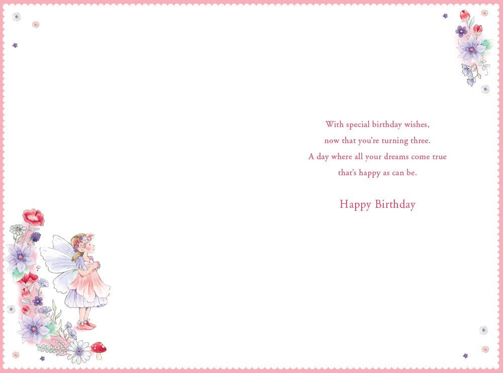 Great Granddaughter 3rd Birthday Card Age 3 Poppy Fairy 9" x 6" Lovely Verse