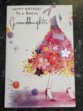 Granddaughter Birthday Card Large Luxury Fashion Dress Floral Female Cards UK