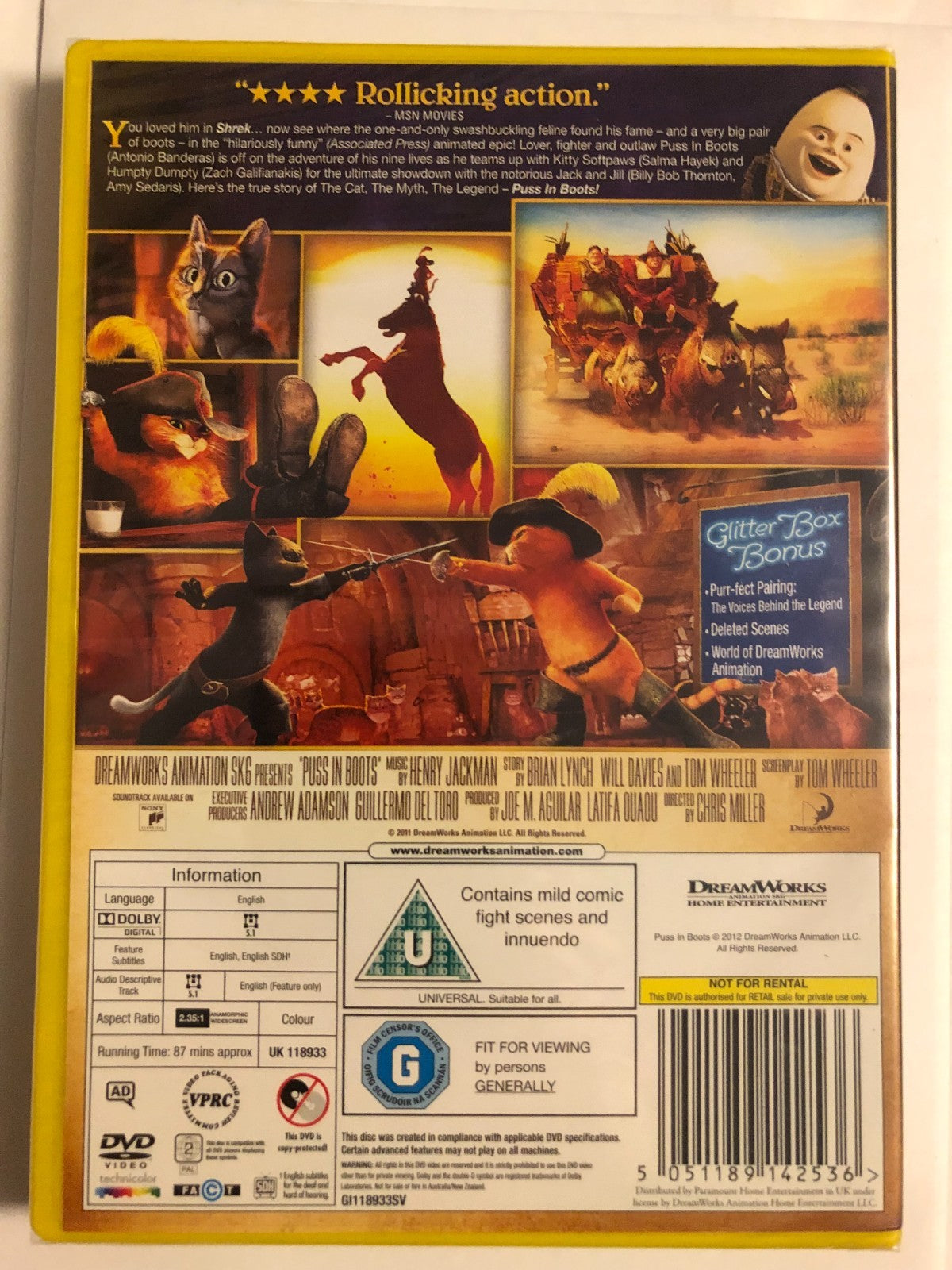 Puss In Boots [DVD] New Sealed UK Region 2 - Antonio Banderas