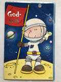 Godson Happy Birthday Card Cute Boy Astronaut Flag Standing On The Moon