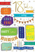 18th Happy Birthday Card 18 Today Candles & Words Male Design Lovely Verse