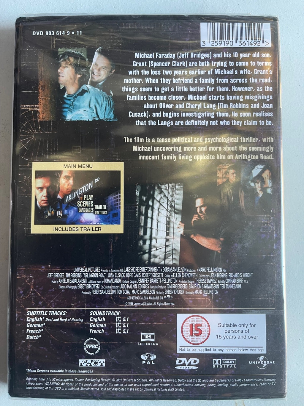 ARLINGTON ROAD 1999 Jeff Bridges & Tim Robbins New & Sealed DVD