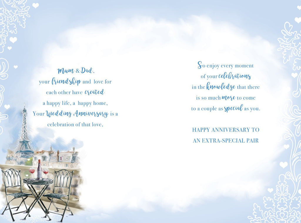 Mum & Dad Sapphire Anniversary Card - 45th Wedding - Paris Eiffel Tower Design