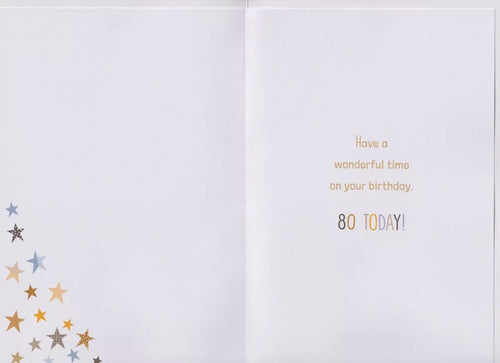 80th Birthday Card for Uncle  Star Design with Verse  15x23cm Insert