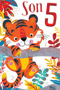 Son 5th Birthday Card Age 5 Today Cute Tiger Happy Lovely Verse