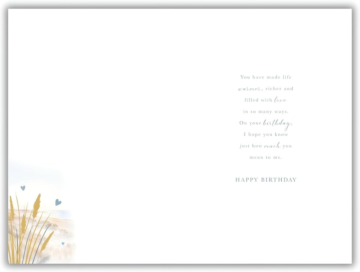 Husband Birthday Card  Seaside Romance & Heart Design Quality Finish  15x23cm