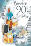 Brother 90th Birthday Card - Bottle & Glasses - Special 90 Today Wishes
