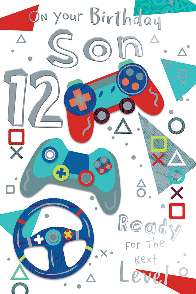 aSon 12th Birthday Card Age 12 Ready For The Next Level Gaming Happy