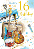 Happy 16th Birthday Card Male Foil Finish 8" x 6" Lovely Verse