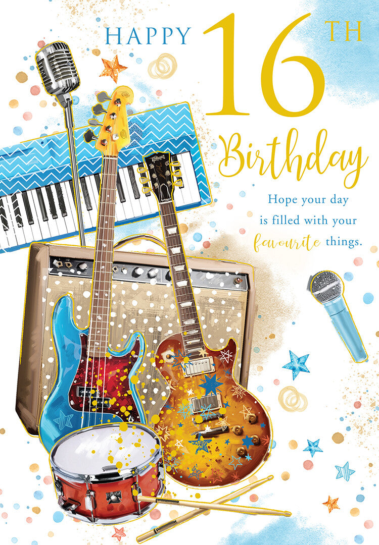 Happy 16th Birthday Card Male Foil Finish 8" x 6" Lovely Verse