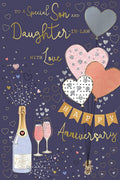 Son & Daughter In Law Happy Anniversary Heart Balloons Design Card Lovely Verse