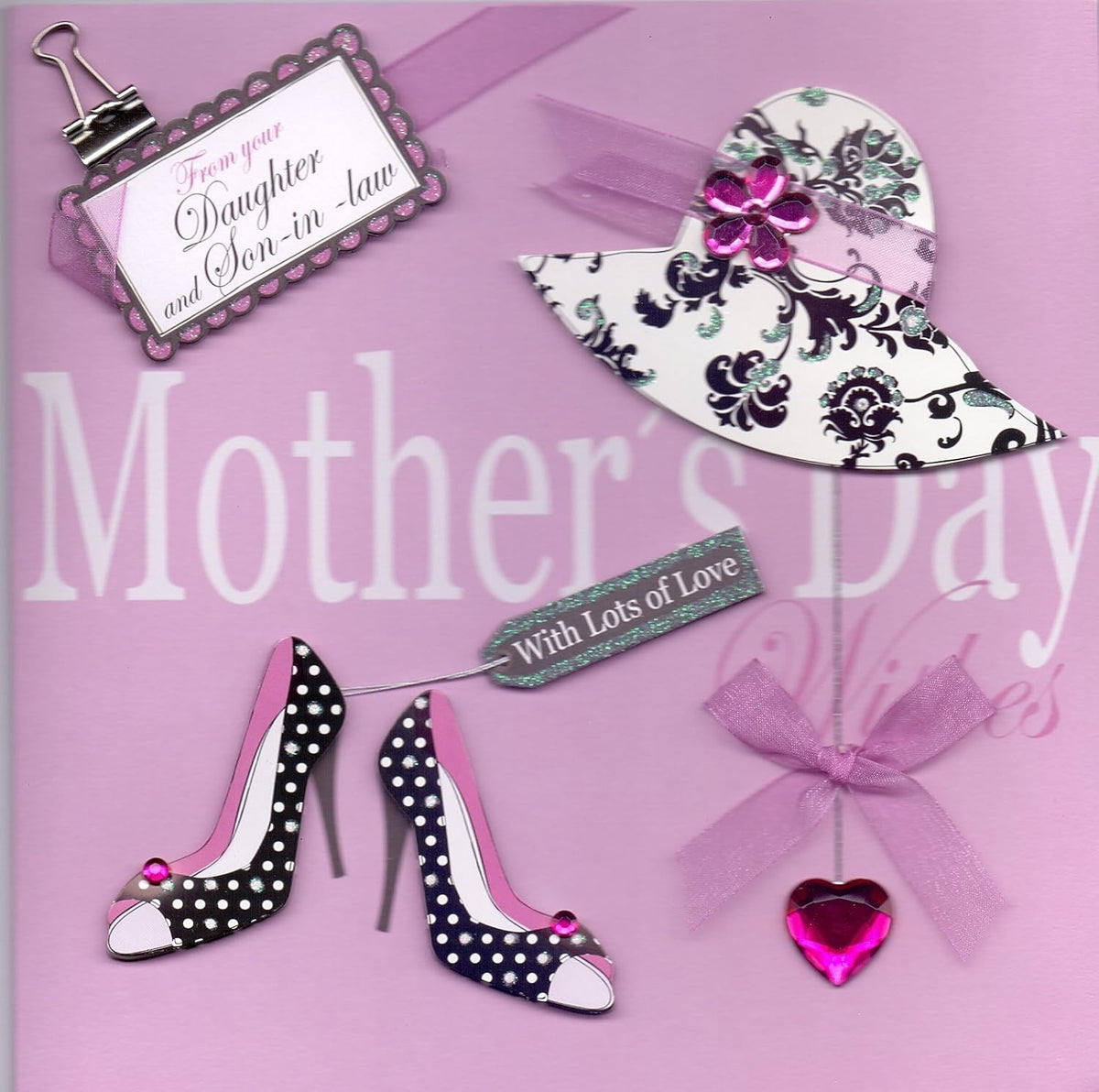 From Your Daughter and Son in law 3d Hat & Shoes Design Large Mothers Day Card