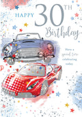 Happy 30th Birthday Card Male Foil Finish 8" x 6" Lovely Verse