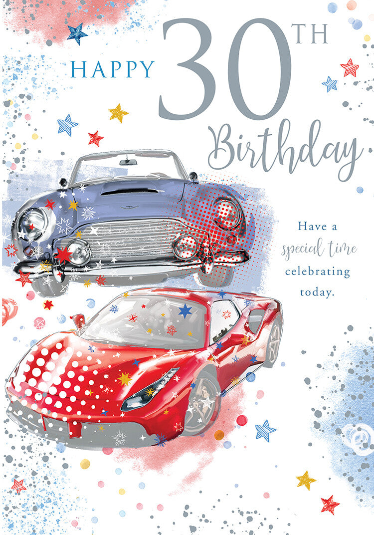 Happy 30th Birthday Card Male Foil Finish 8" x 6" Lovely Verse