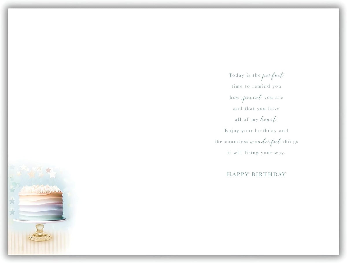 Someone Special Birthday Card Pastel Cake & Wine Design Quality Finish 15 x 23cm
