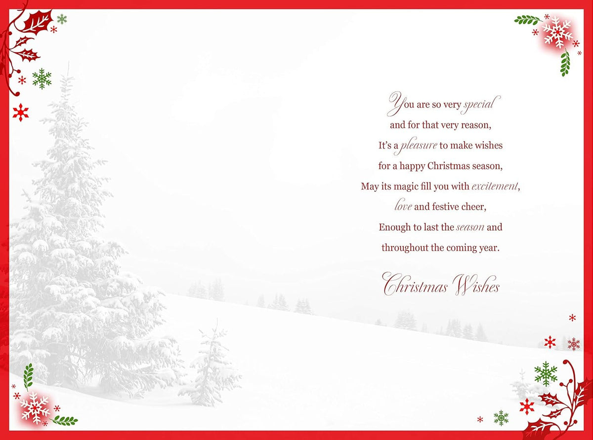 Wonderful Nanna Christmas Card  Deer In Snow & Holly Design Lovely Verse