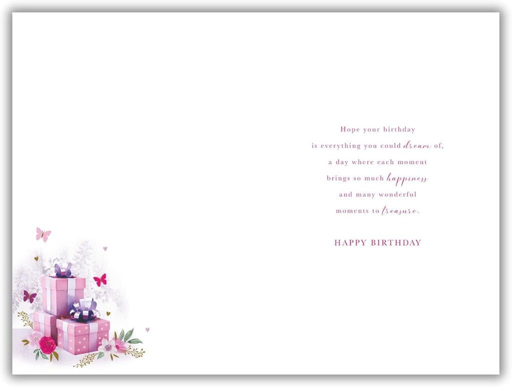 Mum Birthday Card  Floral Cake & Gift Box Design  Quality Finish  15x23cm