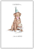 Funny Dog Card  Dessert Licking Joke  Birthday Thank You Any Occasion 13x19cm