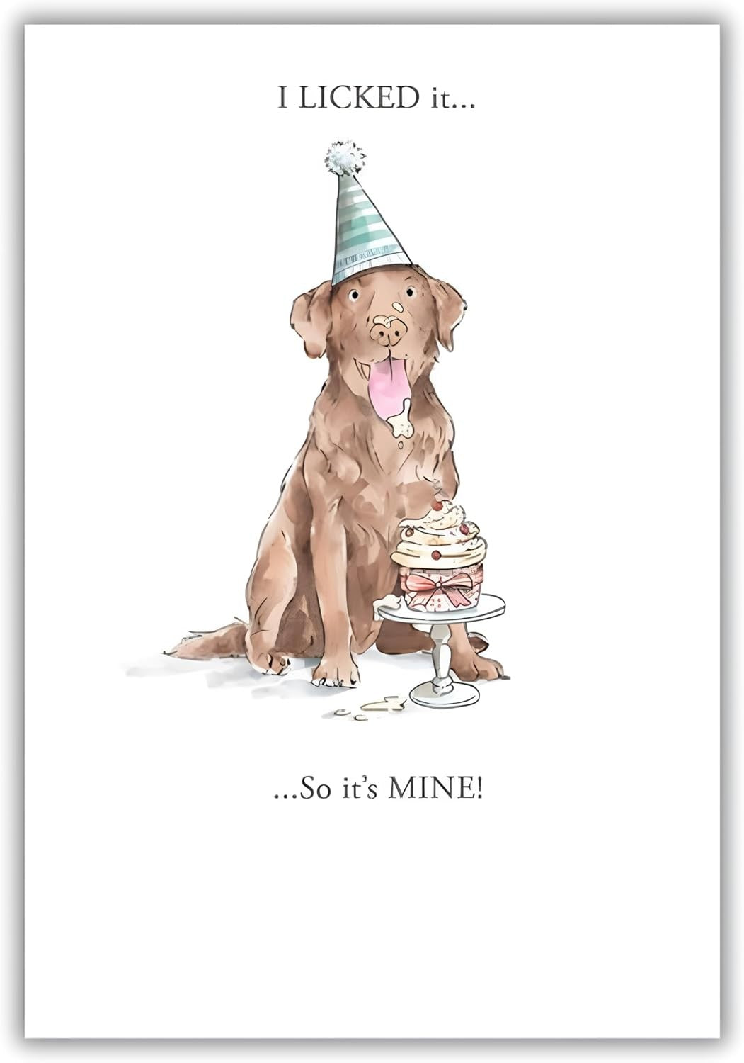 Funny Dog Card  Dessert Licking Joke  Birthday Thank You Any Occasion 13x19cm