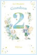 Grandson 2nd Birthday Card Age 2 Catkin Pixie 9" x 6" Lovely Verse