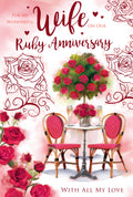 Wife Ruby Anniversary Card On Our 40th Roses Champagne Happy Lovely Verse